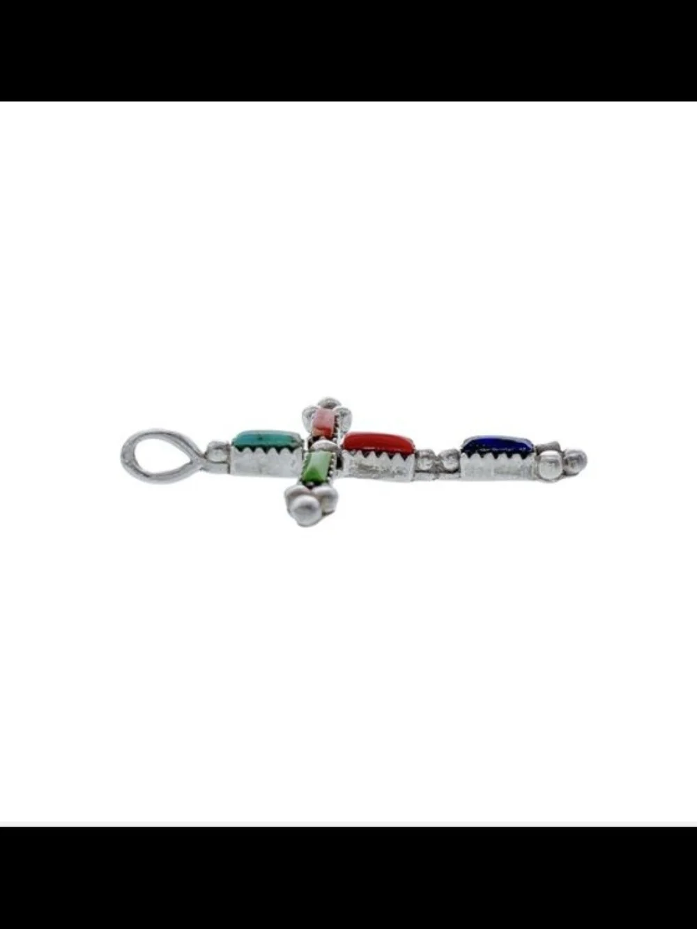 Vintage Sterling Silver Cross Multi Color